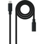 Nanocable Cable Prolongador USB-C 3.2 Gen2x2 20Gbps 100W 4K/60Hz 1m Negro